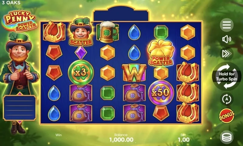 Lucky Penny Power Scatter - সোনালী মুদ্রা এবং ব্যাকলাইট সহ পাওয়ার স্কেটার প্রতীক
